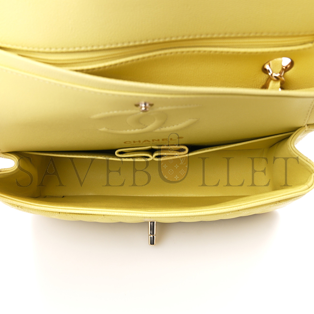 Ch*el caviar quilted small double cover yellow (23*14.5*6cm)